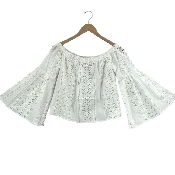 Express Tops - Express Women's Off-Shoulder White Eyelet Lace Top